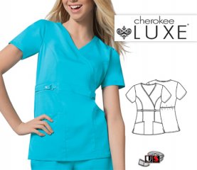 Cherokee Luxe Stretch Junior Fit Mock Wrap Top