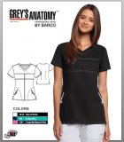 Grey's Anatomy Signature 2 Pocket Mock Wrap - Black-White