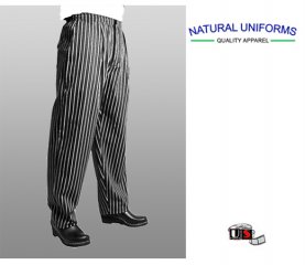Natural Uniforms Chef Black and White Stripe Cook Pants