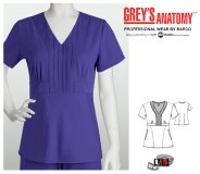 Grey's Anatomy Pleat V-Neck Scrub Top 2 Pocket Combination