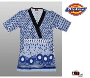 Dickies Stretch Knit Jersey Mock Wrap Top - Op Art Blue