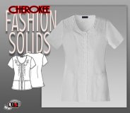 Cherokee Fashion Solids V-Neck Embroidered Top In White