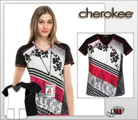 Cherokee Printed Chic and Modern Mix V-Neck Top