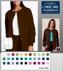 Cherokee Workwear's Jewel Neck Warm-up Jacket