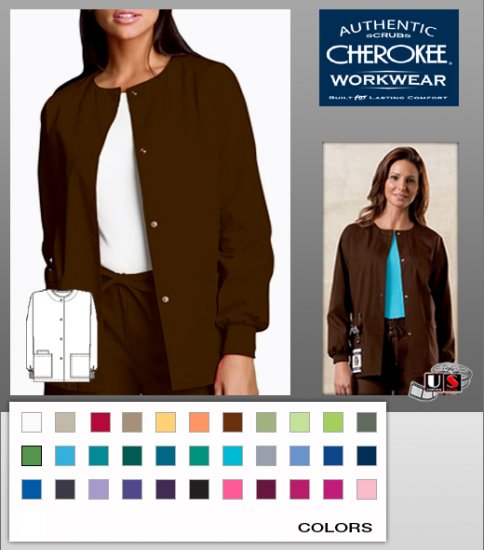 Cherokee Workwear's Jewel Neck Warm-up Jacket - Click Image to Close