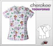 Cherokee Tooniforms Mock Wrap Hola Dora Scrub Top