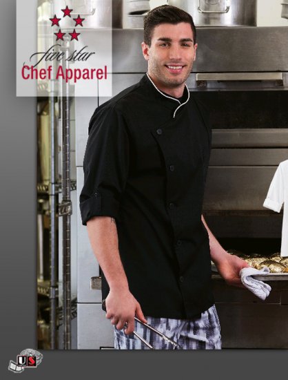 Five Star Unisex Long Sleeve Stretch Executive Chef Coat - Click Image to Close