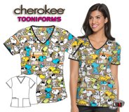Cherokee Tooniforms Go Snoopy V-Neck Scrub Top