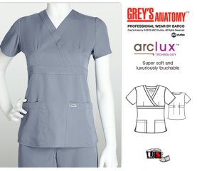 Grey's Anatomy 3 - Pocket Mock Wrap Scrub Top Moonstruck