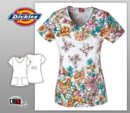 Dickies Printed V-Neck Top - Floral Fairy Tale