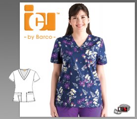 ICU Barco Uniforms Nicolette Women's Detail V-Neck Print Top