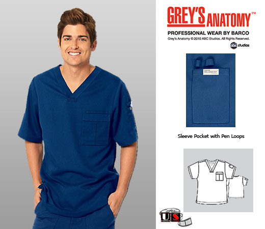Greys Anatomy 3 Pocket Men's Fit V-Neck Top - Click Image to Close