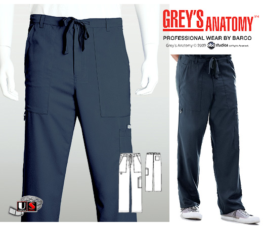 Greys Anatomy arcLux Solid Men's Scrub 6 Pocket Zip Fly - Click Image to Close