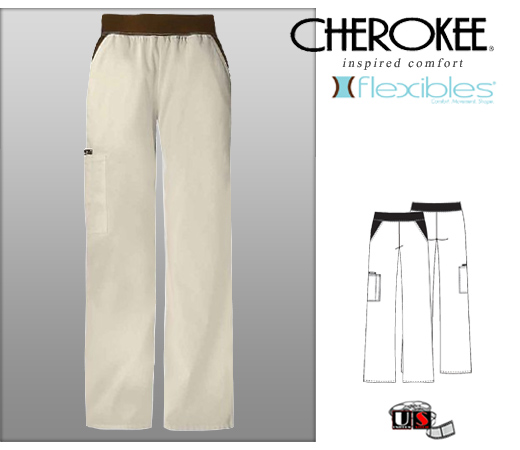 Cherokee Flexibles Women's Mid Rise Moderate Flare Leg Pant - Click Image to Close