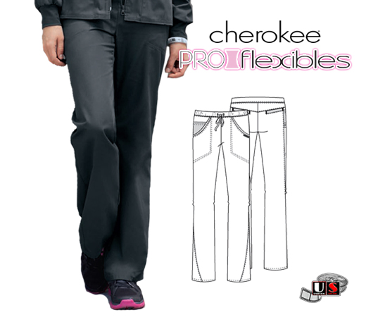 Cherokee Pro-Flexibles Scrub Mid-Rise Drawstring Pant - Click Image to Close