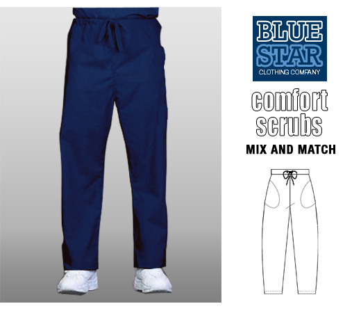 BlueStar Womens Comfort Scrubs Pants - Navy Blue - Click Image to Close