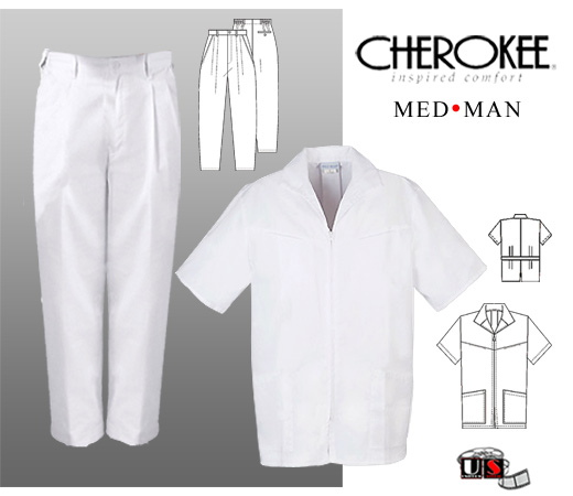 Cherokee Med Man Men's Zip Front Jacket and Pant Set - Click Image to Close