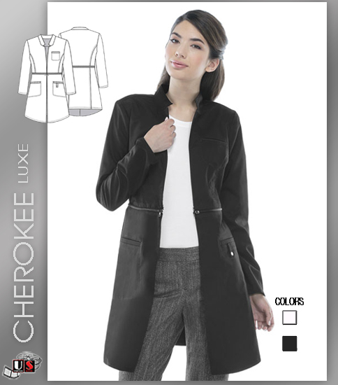 Cherokee LUXE 32" Lab Coat - Black - Click Image to Close
