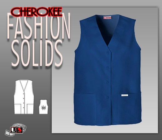 Cherokee Fashion Solids Button Front Vest in Navy - Click Image to Close