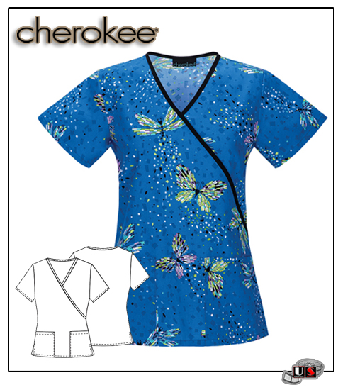 Cherokee Printed Flutter You Doing? Mock Wrap Top - Click Image to Close