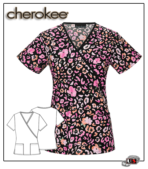 Cherokee Printed Wild Flowers Mock Wrap Top - Click Image to Close