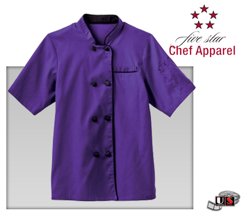 Five Star Chef Apparel Ladies Short Sleeve Executive Coat- Purpl - Click Image to Close