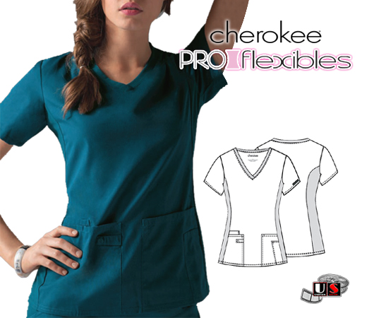 Cherokee Pro-Flexibles Scrub V-Neck Knit Panel - Click Image to Close