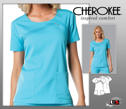 Cherokee Luxe Solid Scoop Neck Scrub Top - Click Image to Close