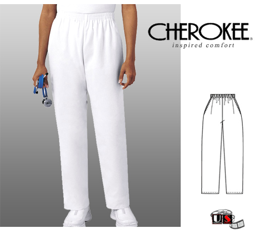 Cherokee White Bottom Pull-On Pant - Click Image to Close