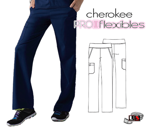 Cherokee Pro-Flexibles Scrub Mid-rise Knit Waist Pull-on Pant - Click Image to Close