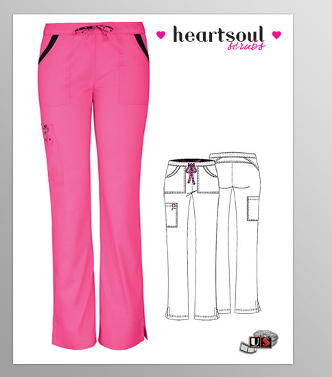 HeartSoul Breast Cancer Low-Rise Drwstring Cargo Pant - Pink - Click Image to Close