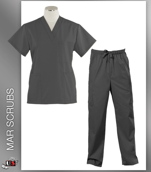 Mar Scrubs Unisex V-Neck Top Cargo Pant Scrub Set - Click Image to Close