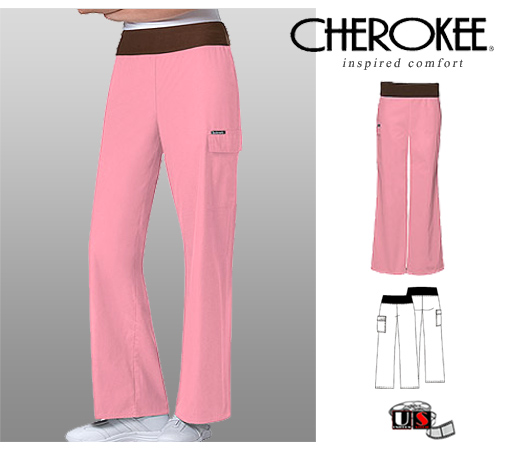 Cherokee Flexibles Foldover Waist Pant - Chocolate Waistband - Click Image to Close