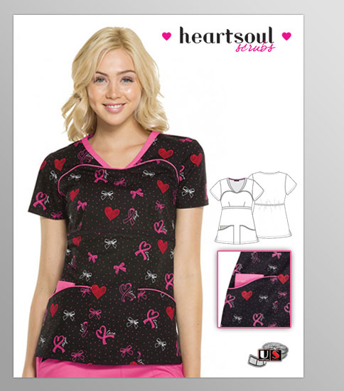 HeartSoul Breast Cancer Awareness Hope V-Neck Top - Click Image to Close