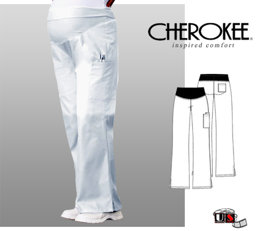 Cherokee Maternity Flare-Leg Pant White - Click Image to Close