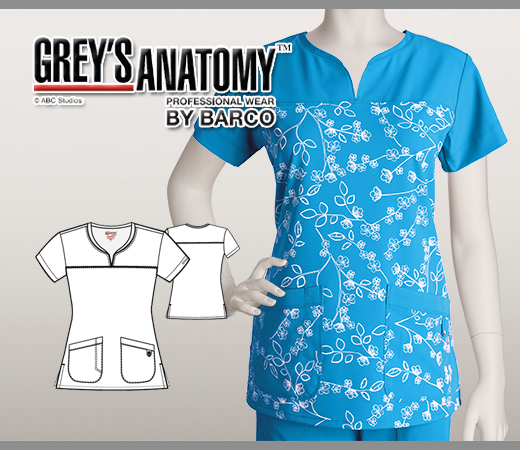 Greys Anatomy Arclux w/4-way Stretch 2Pcket Nch Nck-Fiji Blue - Click Image to Close