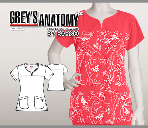 Greys Anatomy Arclux w/ 4-way Stretch 2 Pckt Noch Nck - Coral - Click Image to Close