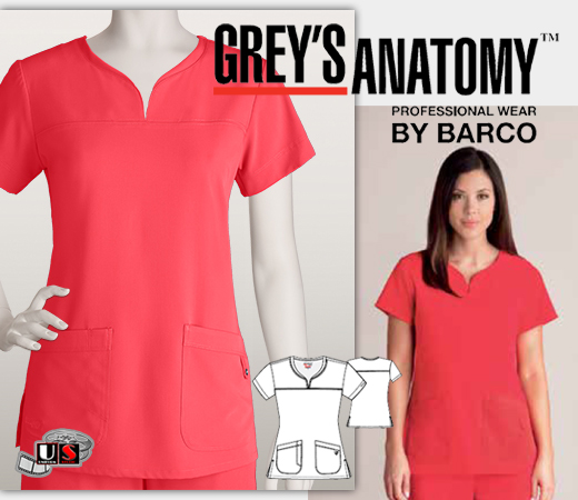 Grey's Anatomy Signature Spandex 4-WAY Stretch 2 Pkt Soft V-Neck - Click Image to Close