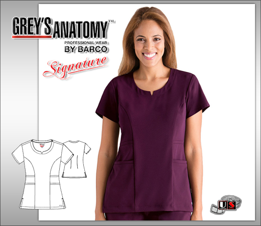 Grey's Anatomy Signature Series Women's 2 Pkt Rounded Notch Neck - Click Image to Close