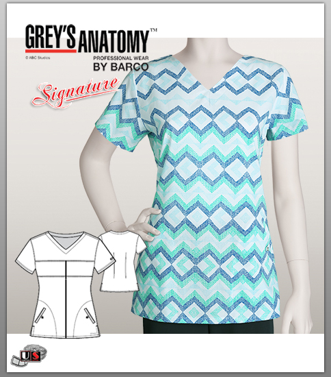 Grey's Anatomy Signature Trinidad 2 Pocket Soft V-Neck - Click Image to Close