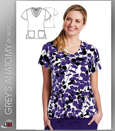 Signature by Grey's Anatomy Women's V-Neck Floral Print - Fauna - Click Image to Close