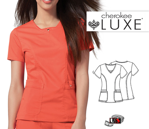 Cherokee Luxe Stretch Junior Fit V-Neck Top - Click Image to Close