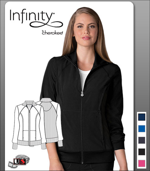 Cherokee Infinity Sporty Zip Front Warm-Up Jacket - Click Image to Close