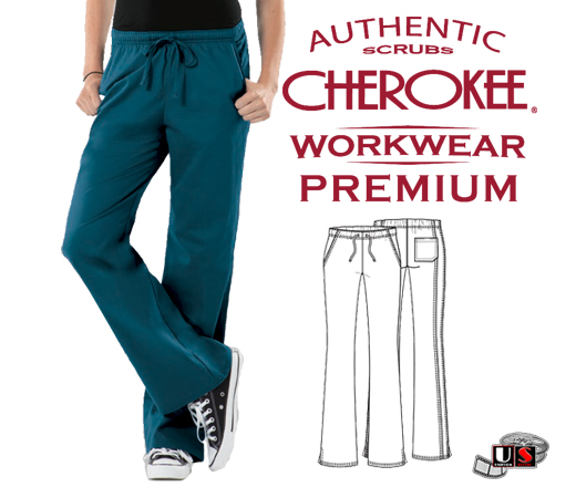 Cherokee Workwear Junior Fit Low-Rise Drawstring Pant - Click Image to Close