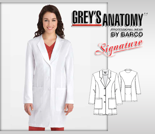 Greys Anatomy Womens 3 Pocket Princess Seamed White Lab - Click Image to Close