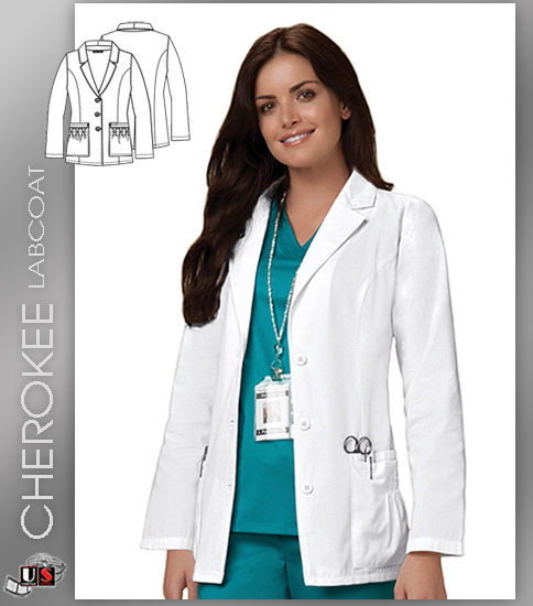 CHEROKEE Next Generation 28" Button Front Lab Coat - Click Image to Close