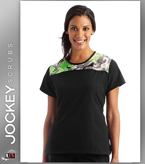 Jockey Scrubs Performance Rx Women's Round Neck Kinetic Grey Top - Click Image to Close