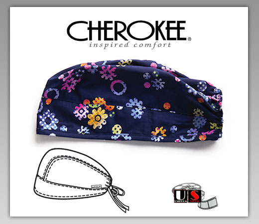 Cherokee Adjustable Tie-Back Scrub Hat in Ring Around The Posey - Click Image to Close