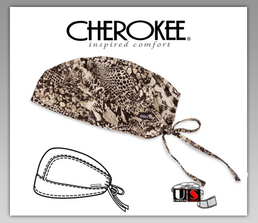 Cherokee Adjustable Tie-Back Scrub Hat in Snake Charmer - Click Image to Close