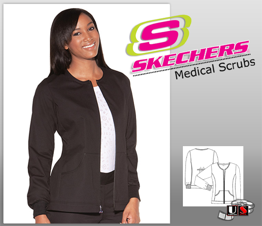 Skechers Womens Two Pocket Medical Warm-Up Jacket - Click Image to Close
